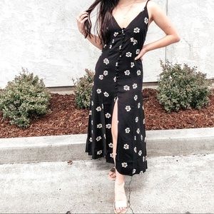 Long black dress with front buttons